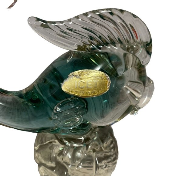 Vintage Arte Murano Venezuela Art Glass Ice Blue Fish Figure - Picture 6 of 9